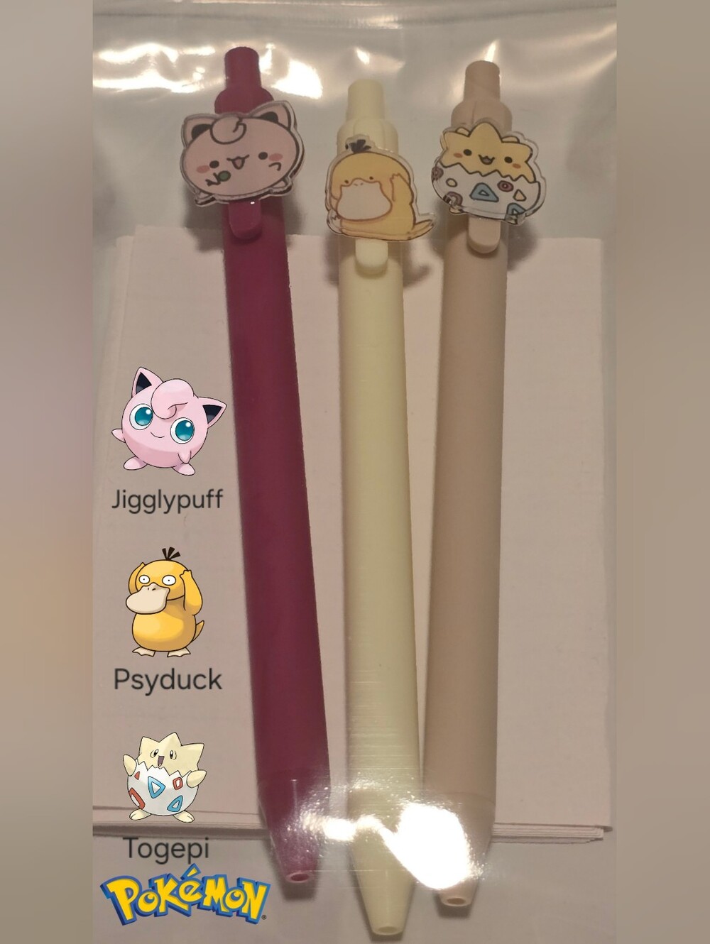 Pokemon Jigglypuff Psyduck Togepi Gel Pen Set